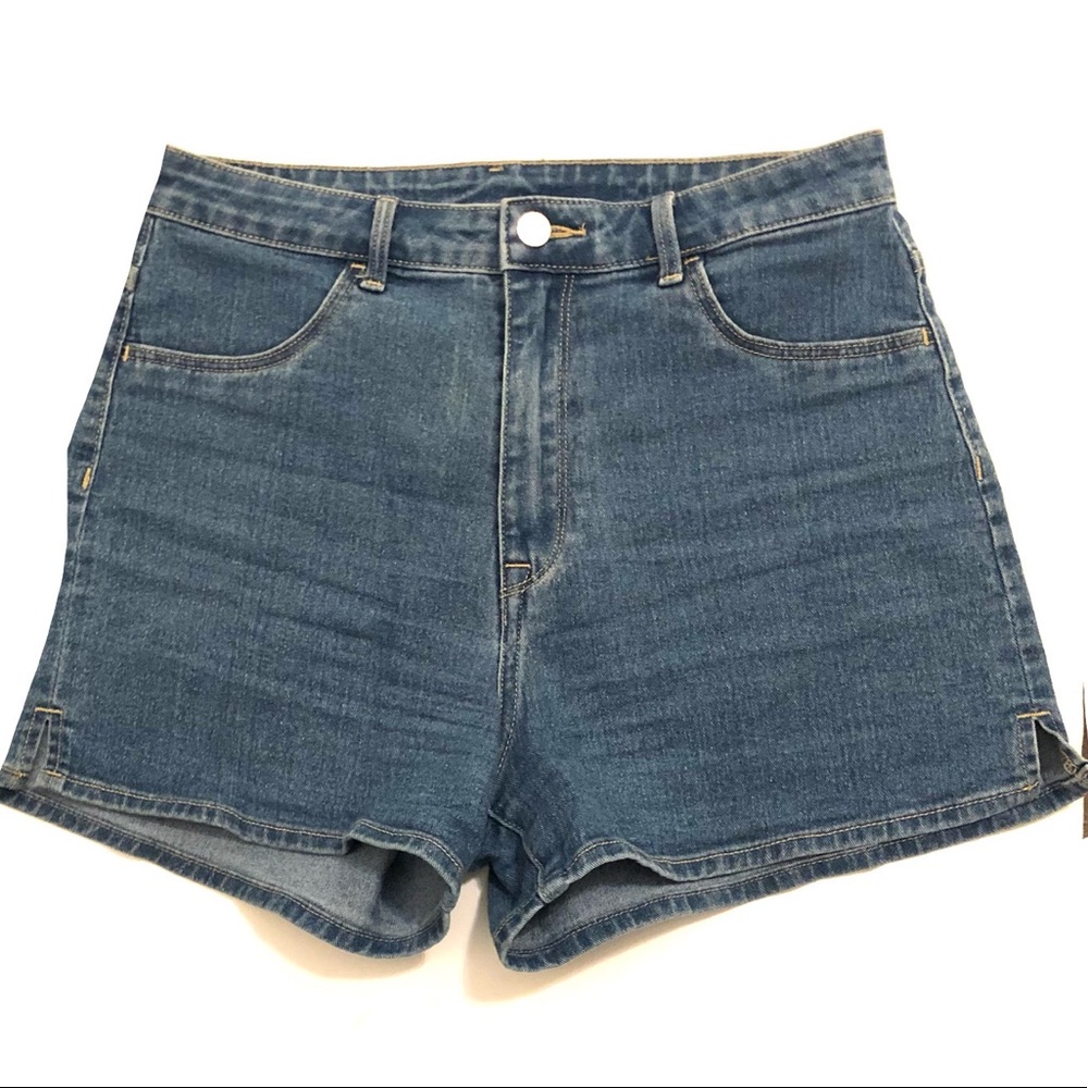 H&M high waisted stretch blue denim shorts - Picture 2 of 9